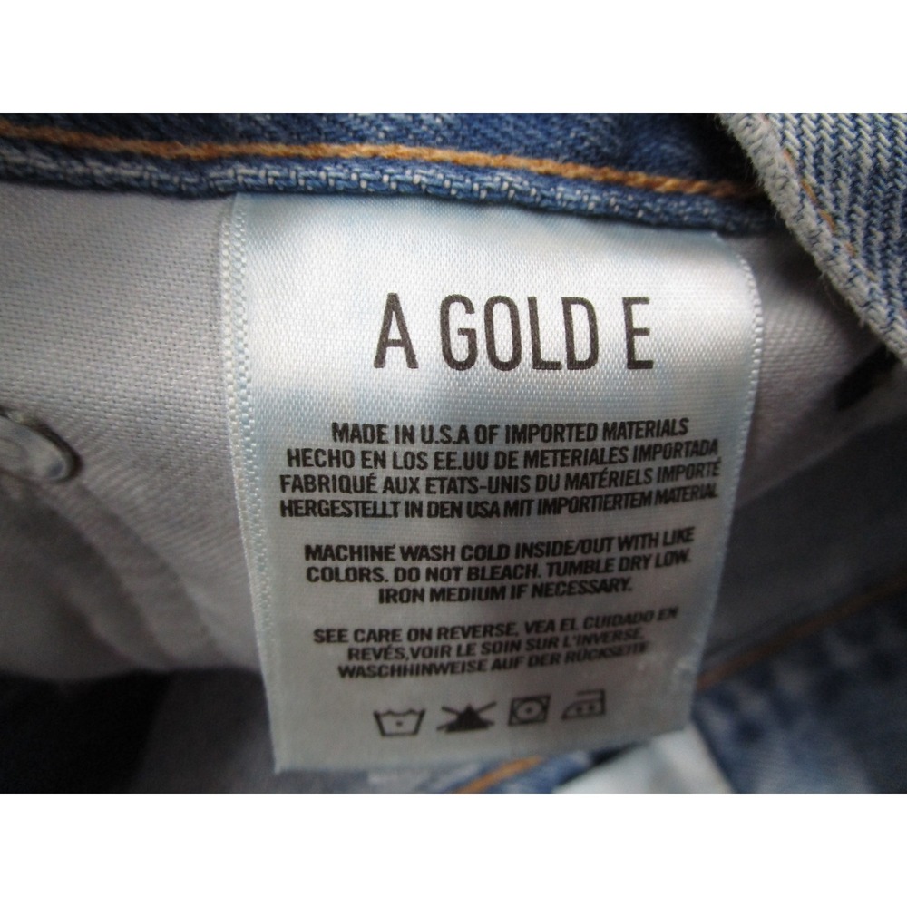AGOLDE Womens 90s Mid Straight Distressed Button Fly Jeans Light Wash Size 24 - Picture 3 of 13